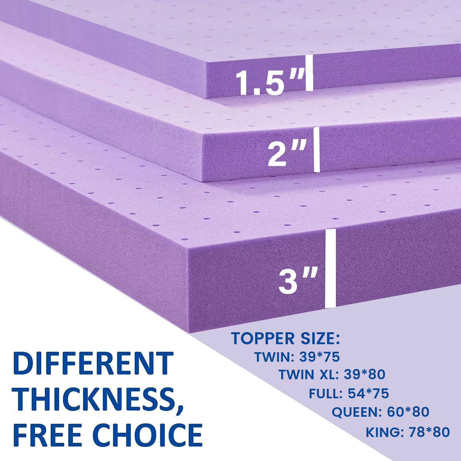 Cooling Gel Memory Foam Mattress Topper for Bed Comfort