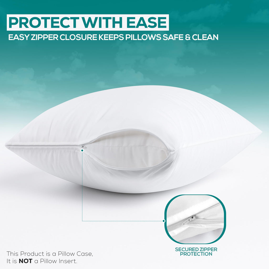 Waterproof Zippered Pillow Protectors with Bed Bug Barrier