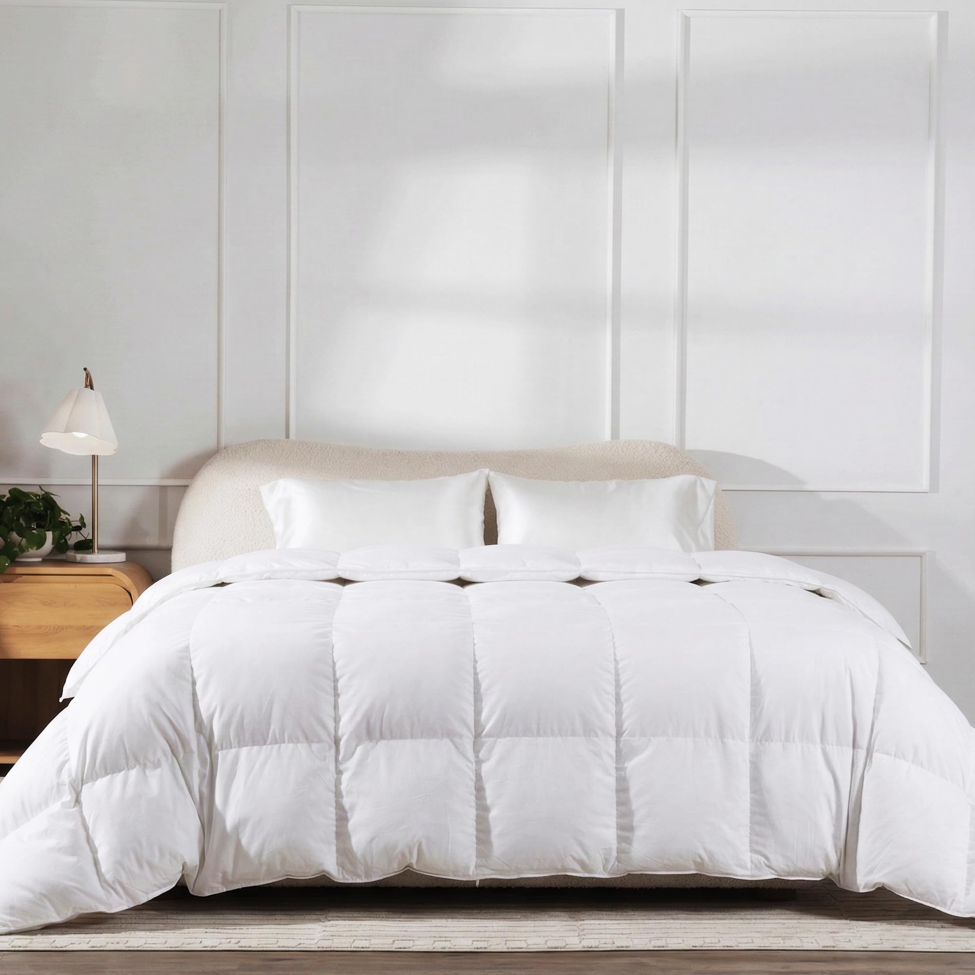 All-Season Feather Down Comforter Duvet Insert with Baffle Box