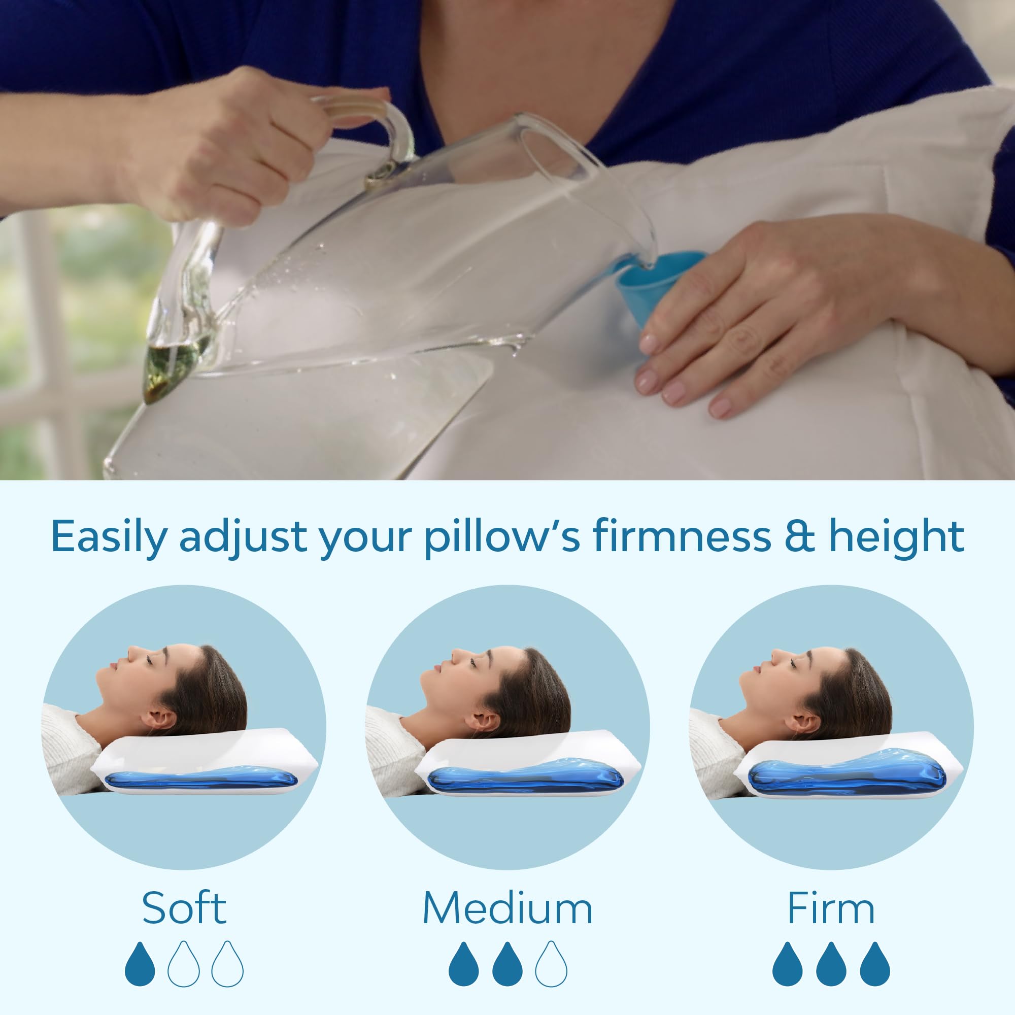 Cooling Gel Memory Foam Water Pillow for Neck Support