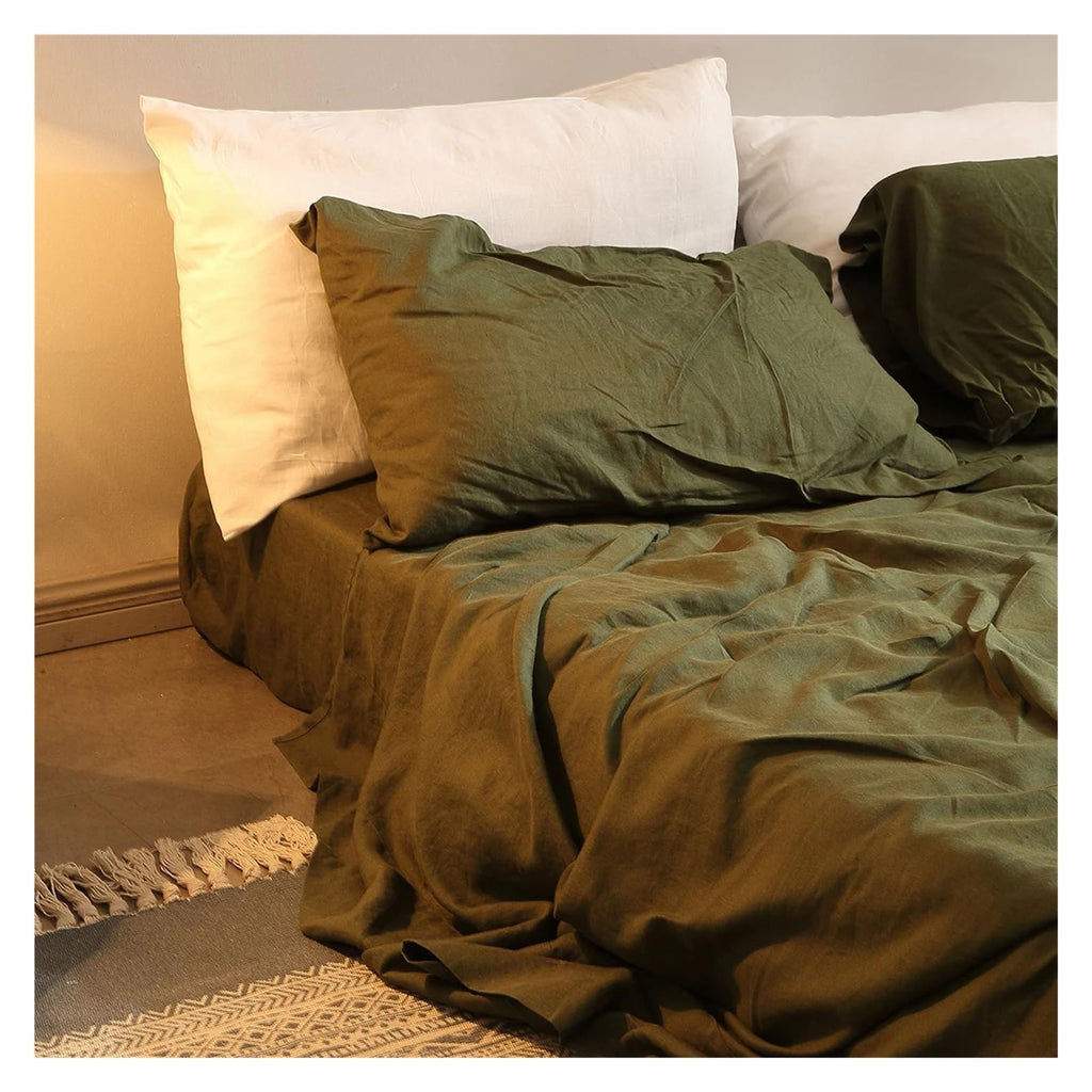 100% Flax Linen 4-Piece Deep Pocket Bed Sheet Set