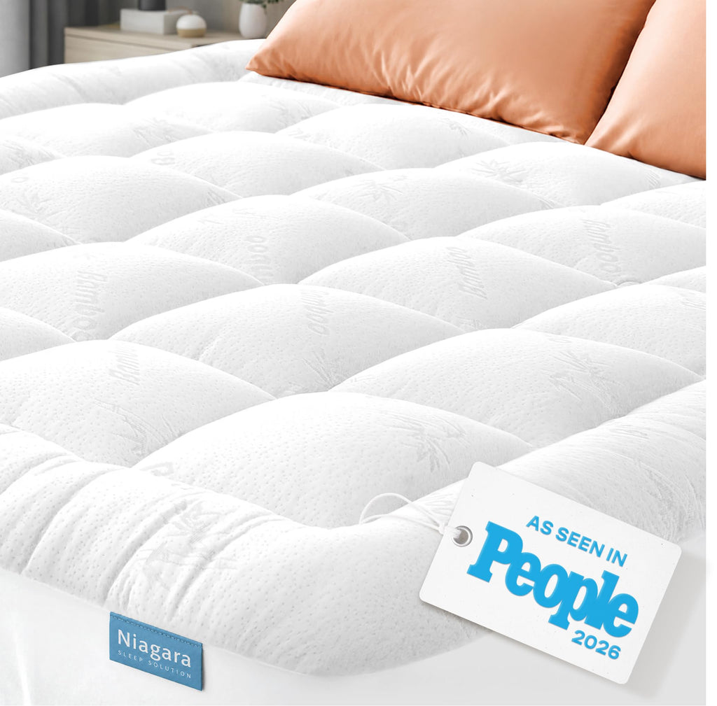 Cooling Bamboo-Blend Pillow Top Mattress Pad for Comfort