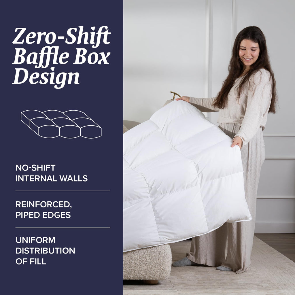 All-Season Feather Down Comforter Duvet Insert with Baffle Box