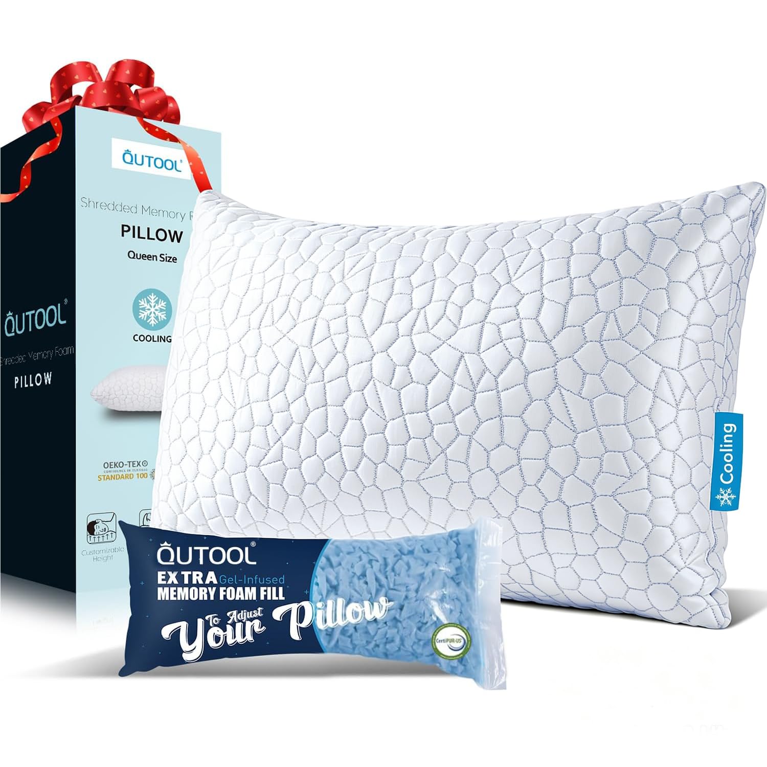 Cooling Shredded Memory Foam Pillow for Comfortable Sleep
