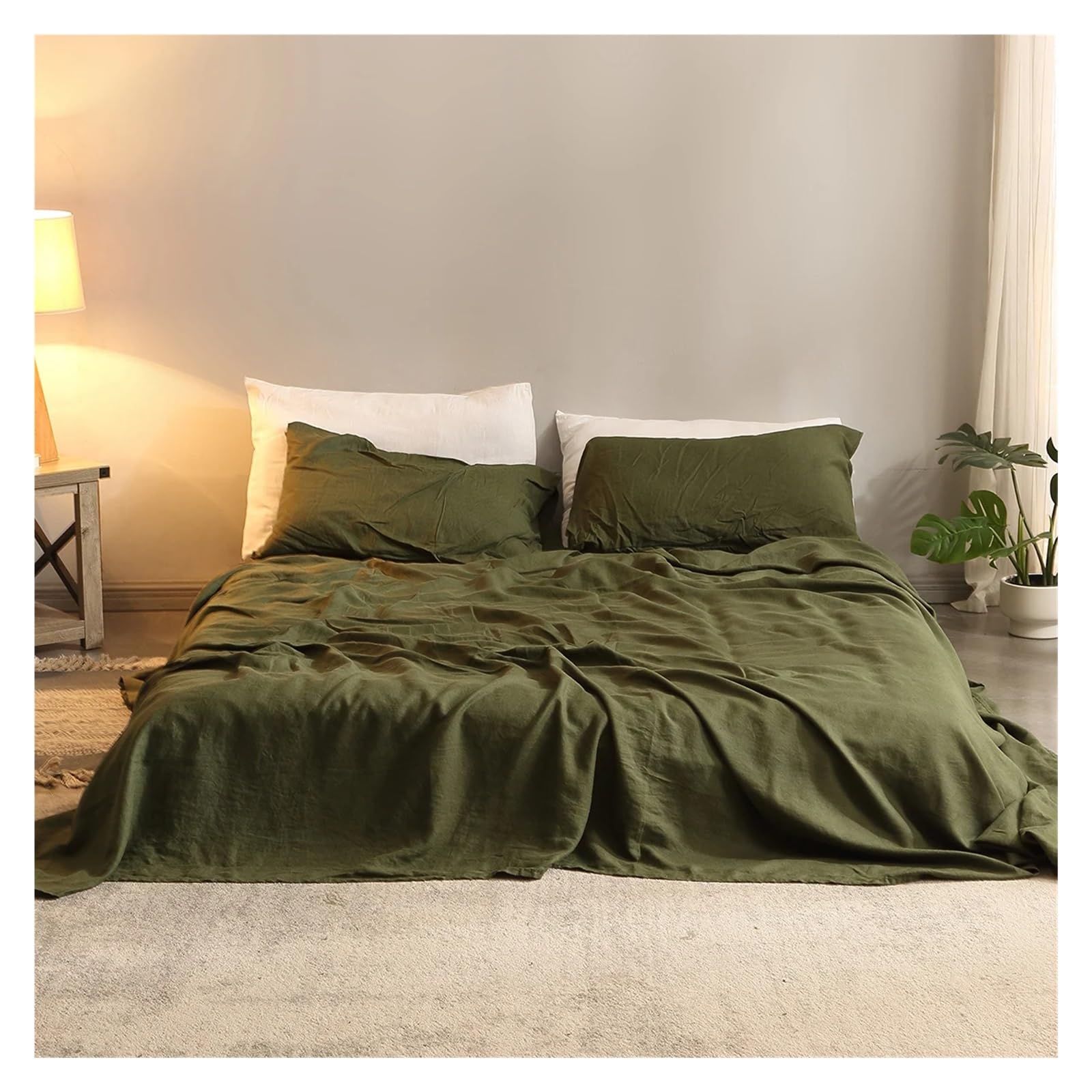 100% Flax Linen 4-Piece Deep Pocket Bed Sheet Set