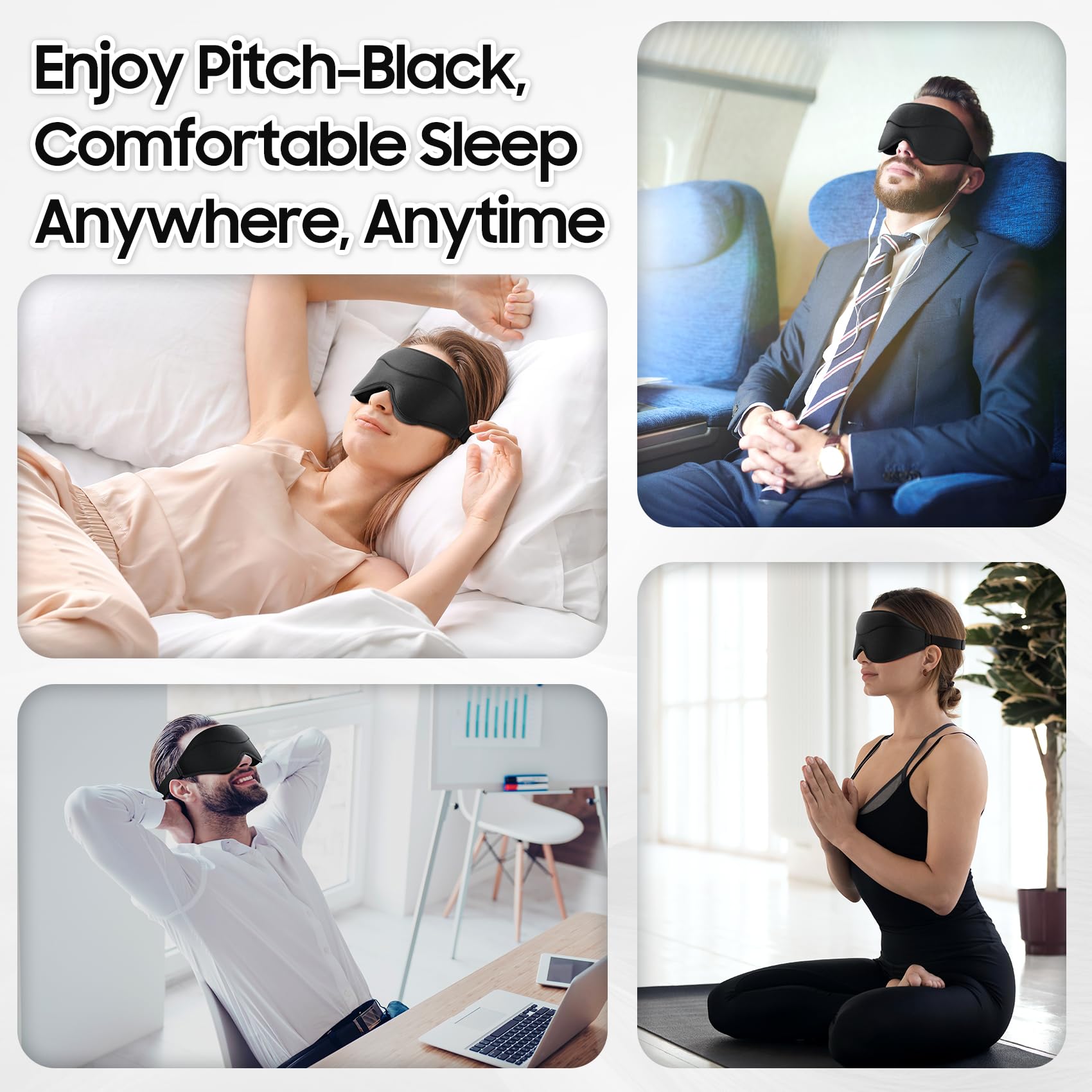 3D Total Blackout Silky Soft Adjustable Sleep Mask