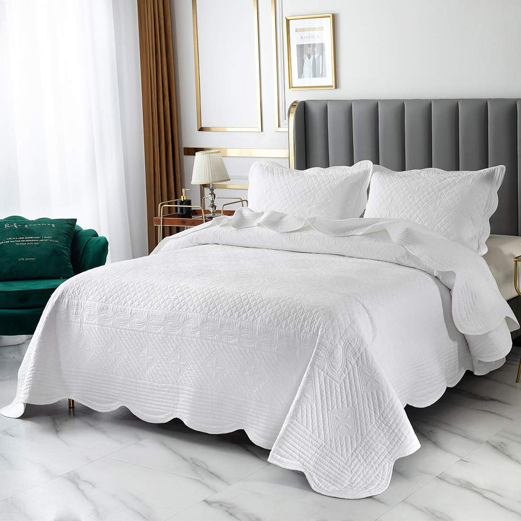 3-Piece 100% Cotton Embroidered Oversize Queen Quilt Set