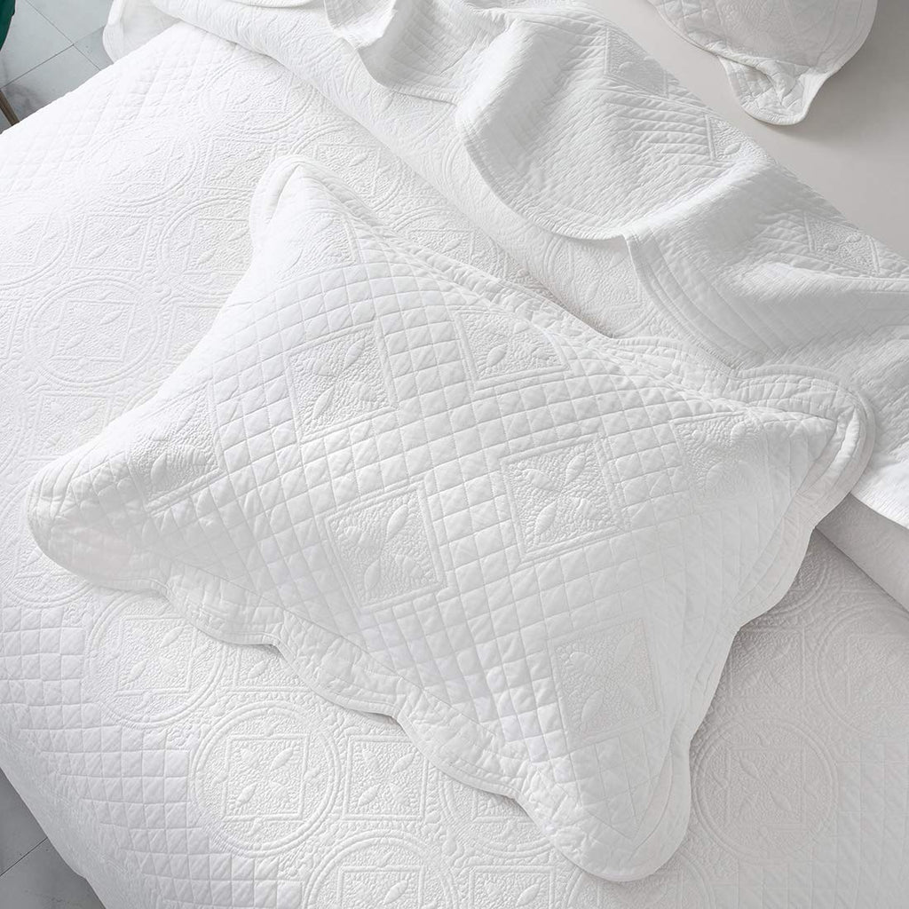 3-Piece 100% Cotton Embroidered Oversize Queen Quilt Set