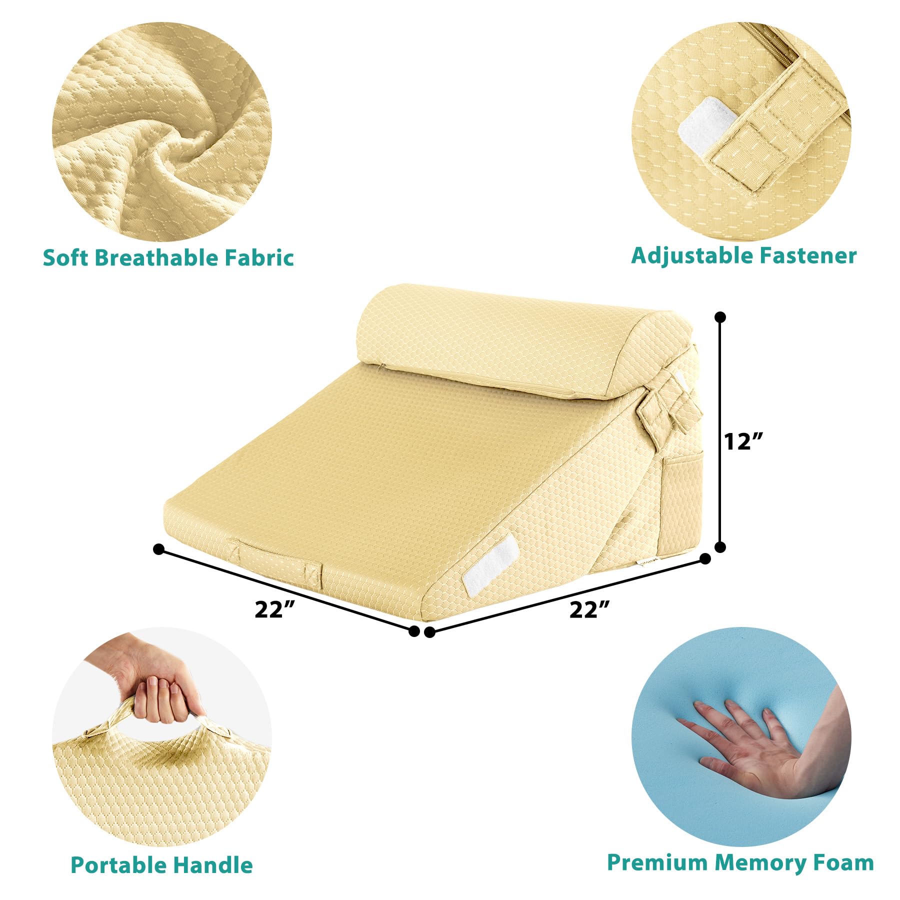 Adjustable Bed Wedge Pillow Set for Sleep and Back Support