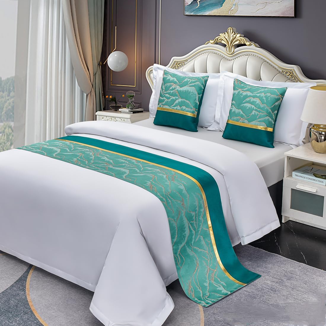 Soft Silver Queen Bed Runner Scarf for Hotel-Style Decor