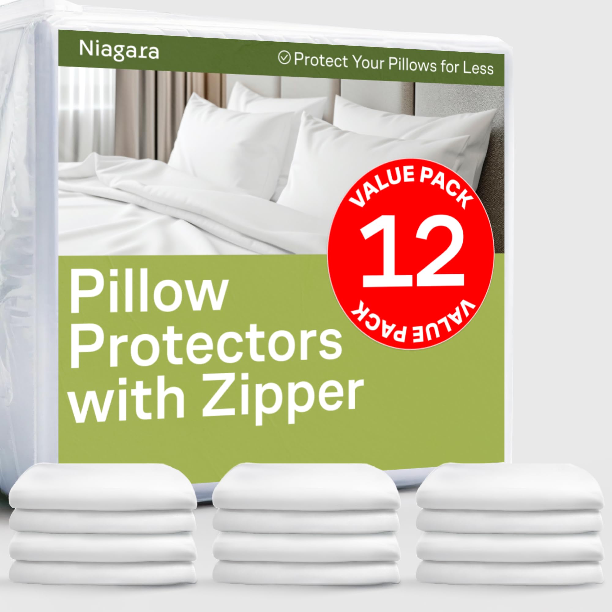 Soft Microfiber Zippered Pillow Protector Cover