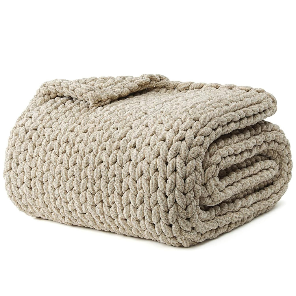Chunky Knit Weighted Blanket with Breathable Cozy Design