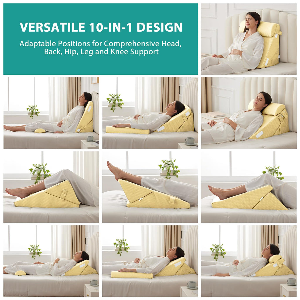 Adjustable Bed Wedge Pillow Set for Sleep and Back Support