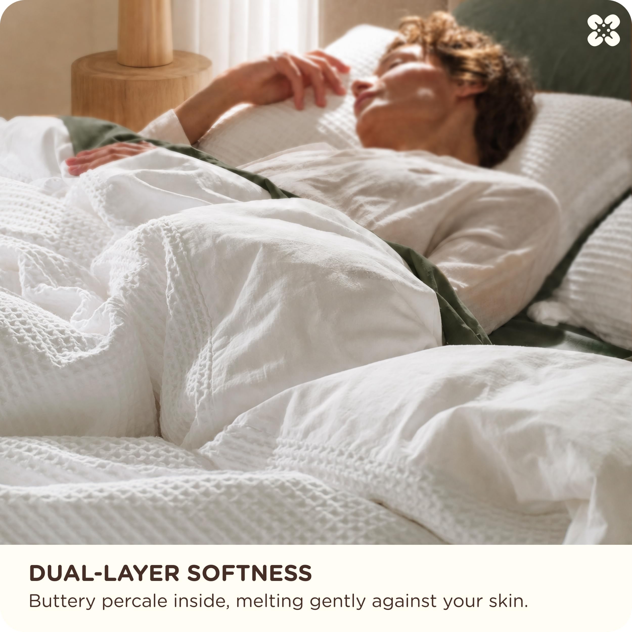 100% Cotton Waffle Weave Breathable Duvet Cover Set
