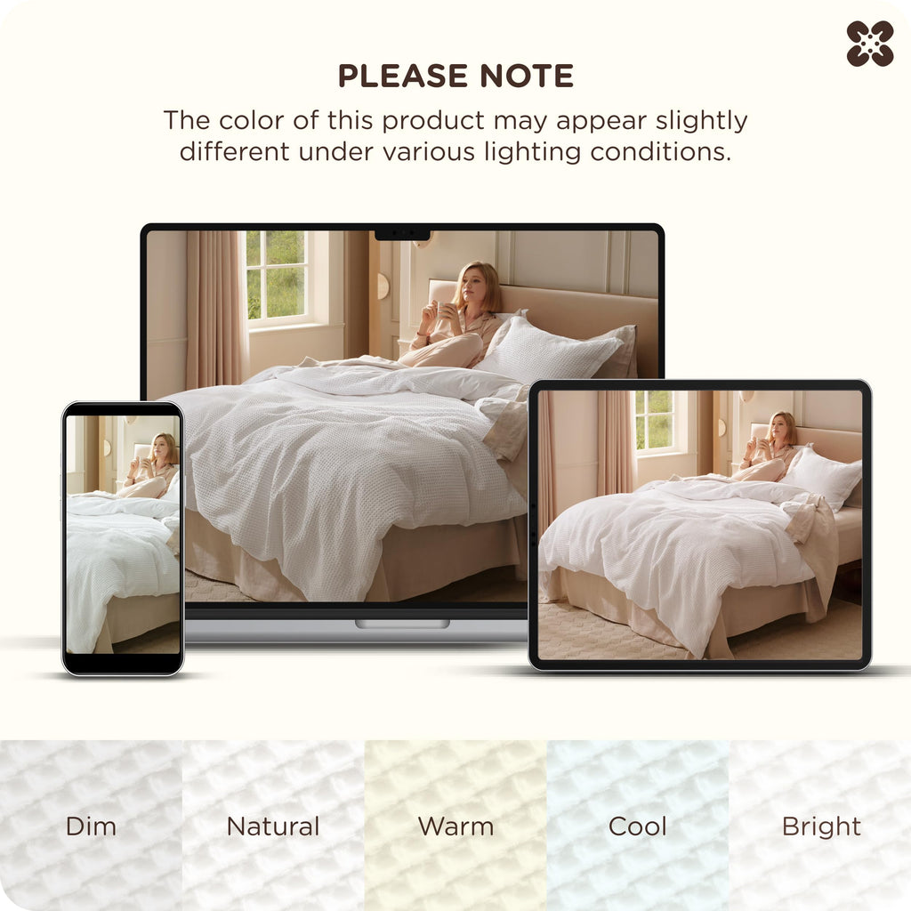 100% Cotton Waffle Weave Breathable Duvet Cover Set