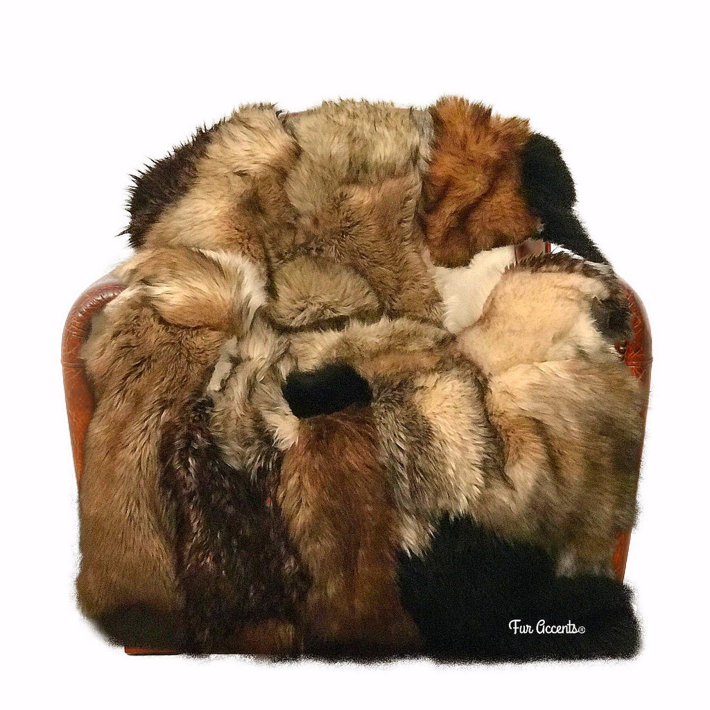 Luxury Patchwork Fur King Bedspread and Throw Blanket