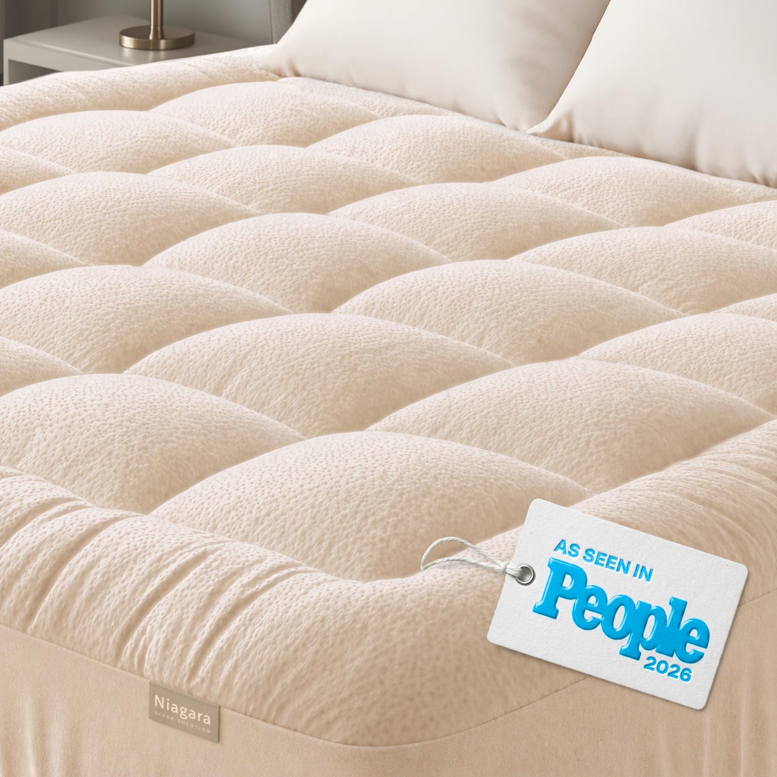 Cooling Bamboo-Blend Pillow Top Mattress Pad for Comfort