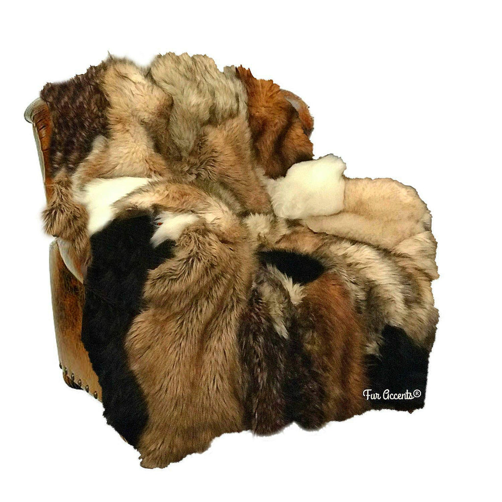 Luxury Patchwork Fur King Bedspread and Throw Blanket