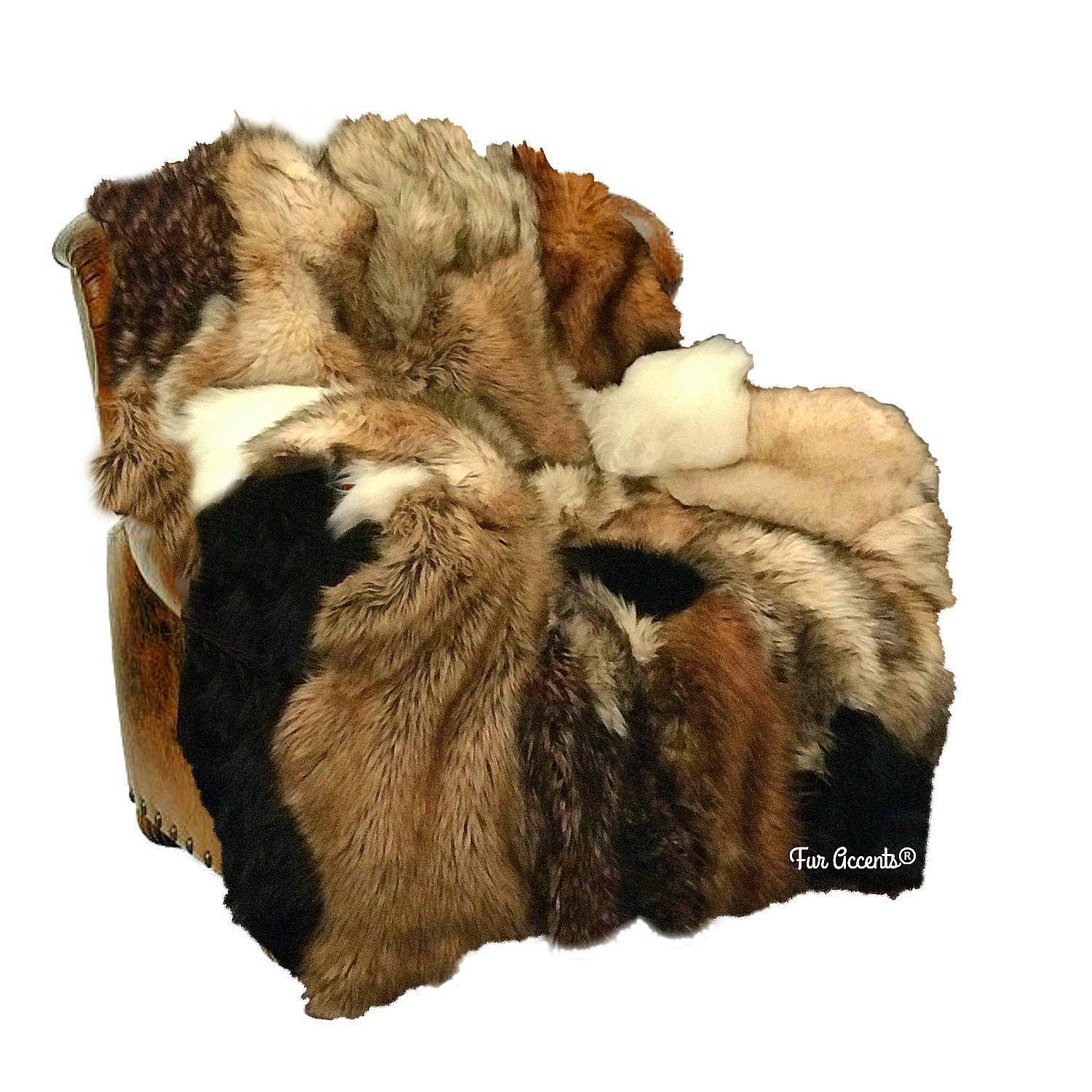 Luxury Patchwork Fur King Bedspread and Throw Blanket