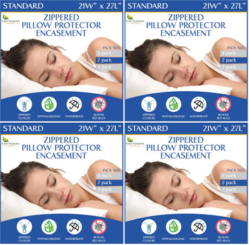 Premium Zippered Pillow Protector Covers 2-Pack