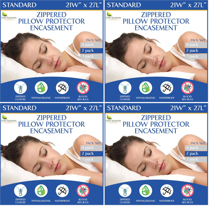 Premium Zippered Pillow Protector Covers 2-Pack