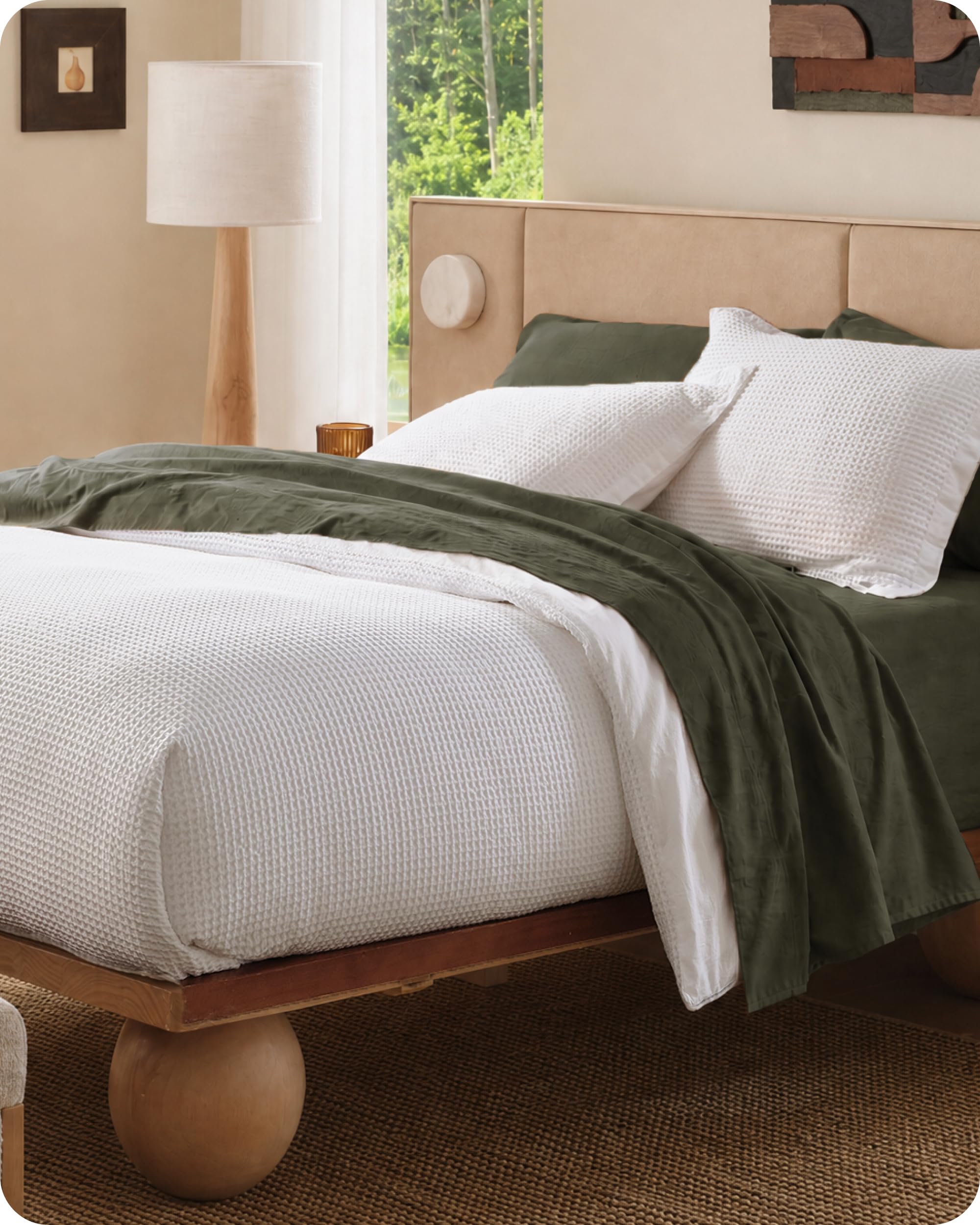 100% Cotton Waffle Weave Breathable Duvet Cover Set