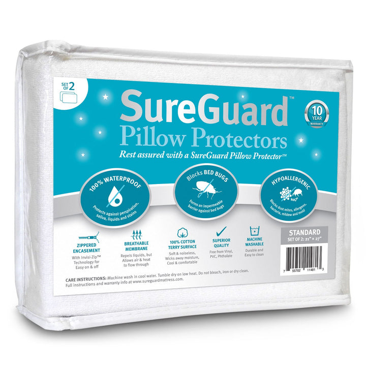 Waterproof Hypoallergenic Zippered Cotton Pillow Protectors