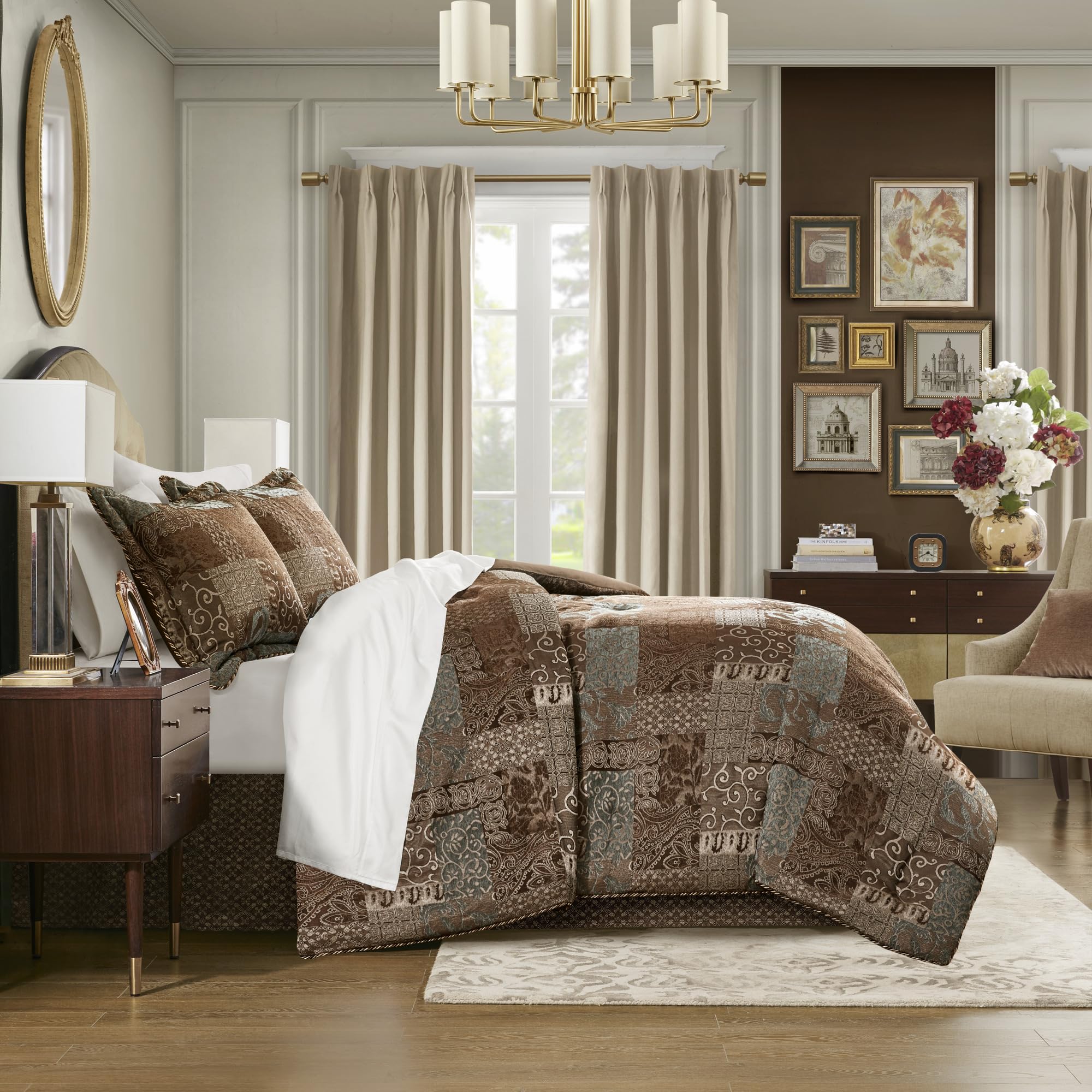 4-Piece California King Red Comforter Bedding Set