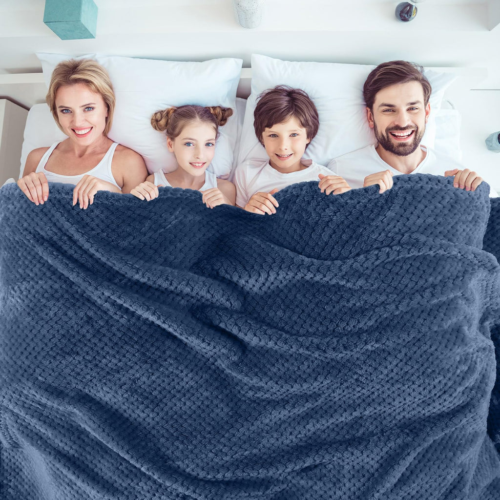 4-Pack 3D Waffle Textured Soft Fleece Throw Blankets