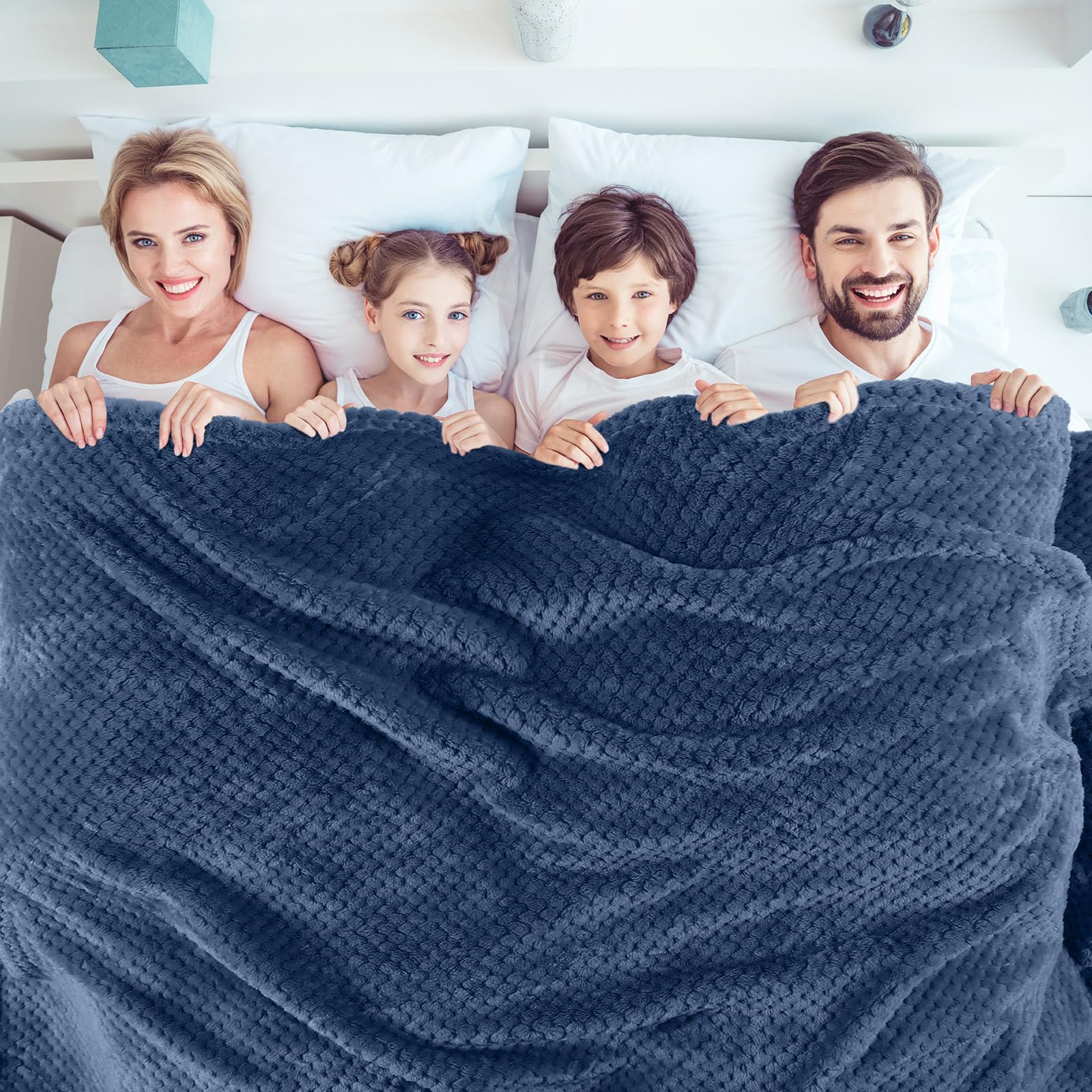 4-Pack 3D Waffle Textured Soft Fleece Throw Blankets