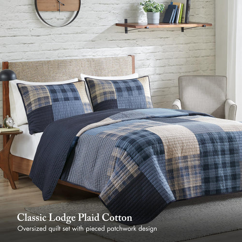 3-Piece Reversible Cotton Cottage Quilt Set with Shams