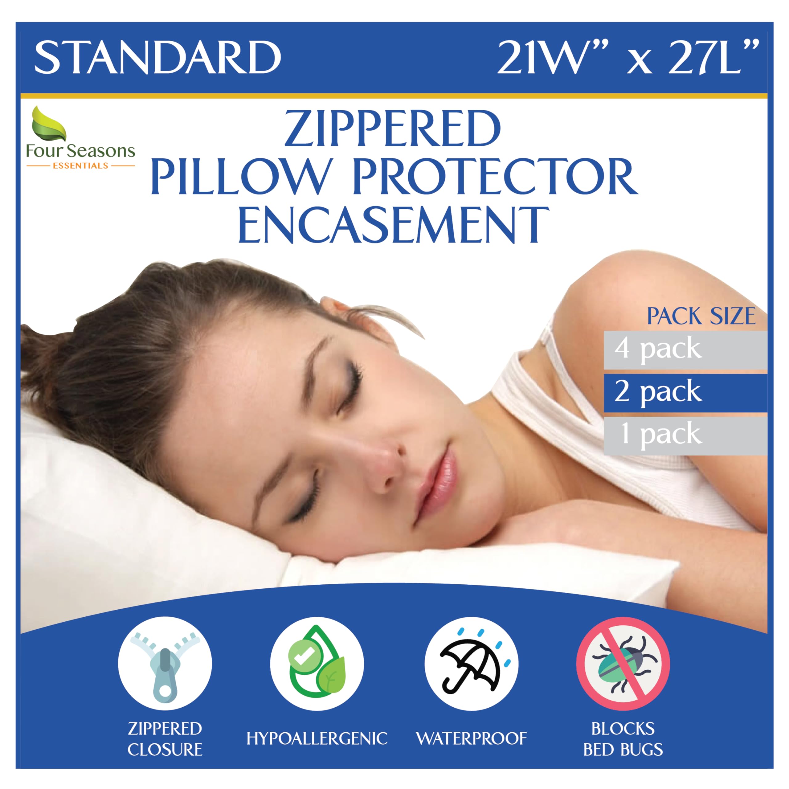 Premium Zippered Pillow Protector Covers 2-Pack