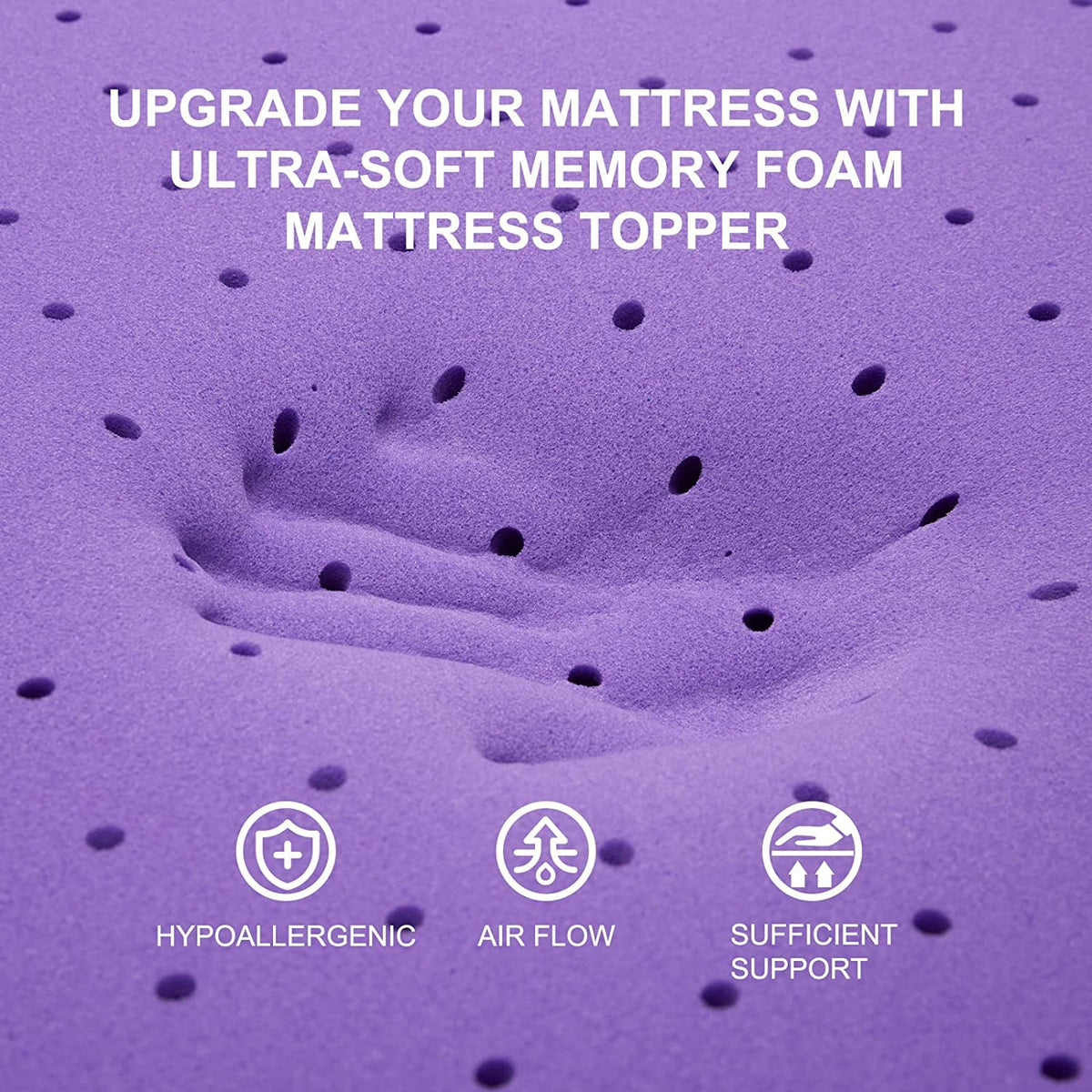Cooling Gel Memory Foam Mattress Topper for Bed Comfort