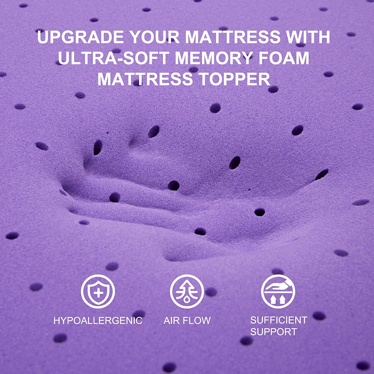 Cooling Gel Memory Foam Mattress Topper for Bed Comfort