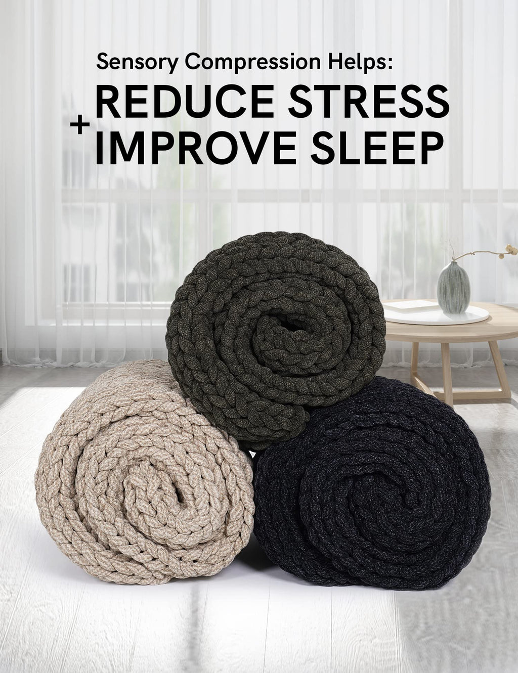 Chunky Knit Weighted Blanket with Breathable Cozy Design
