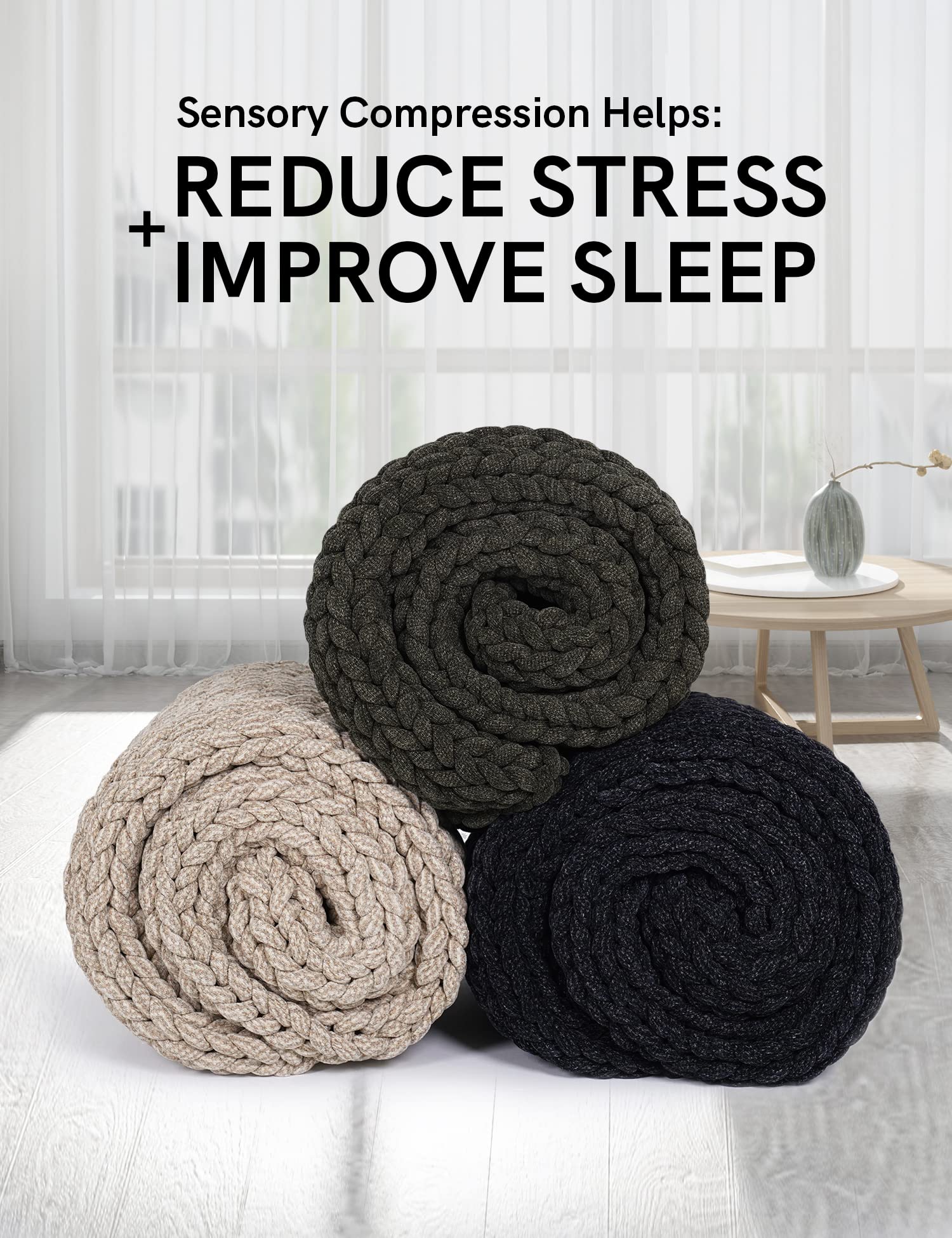 Chunky Knit Weighted Blanket with Breathable Cozy Design