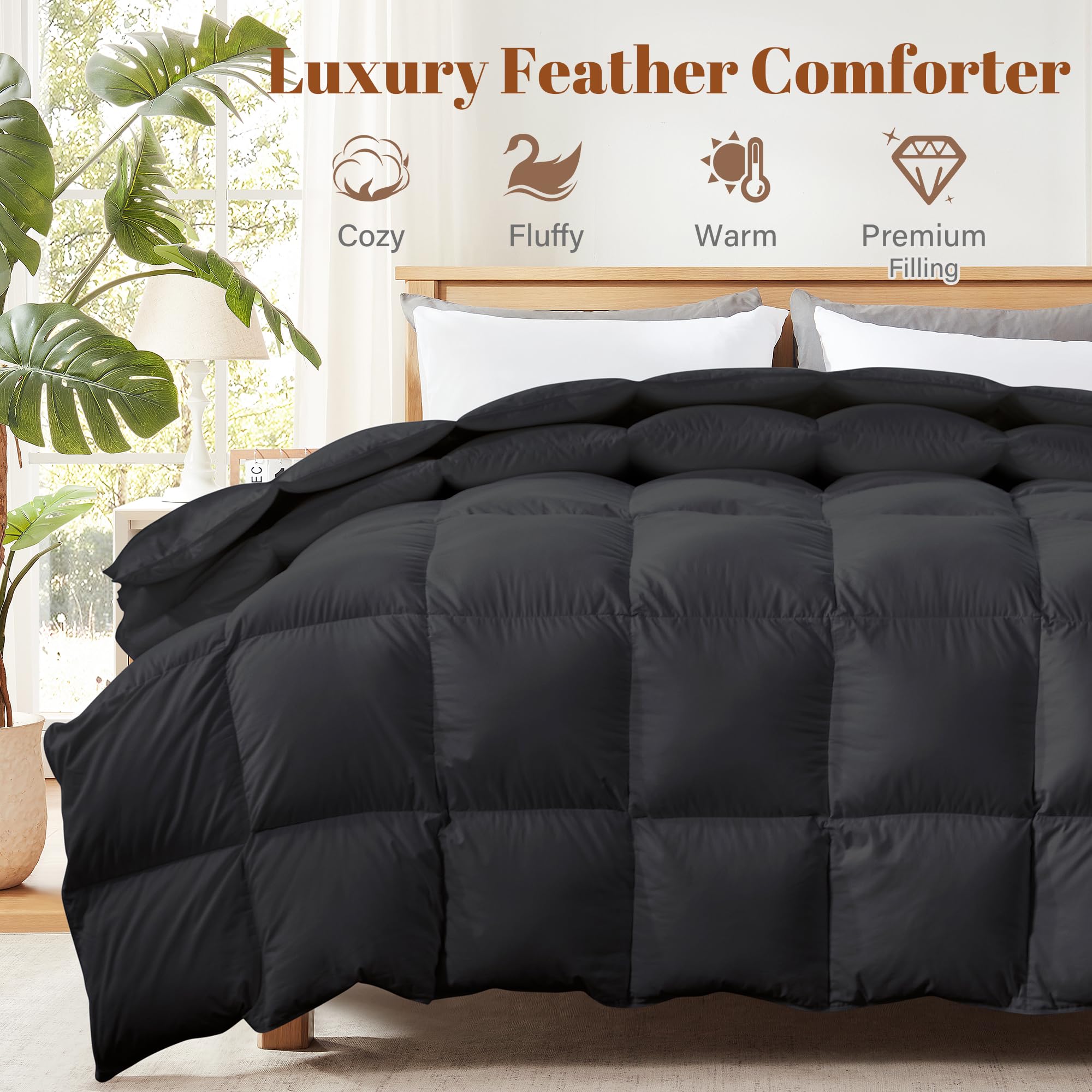 Feather and Down Fiber Comforter Duvet Insert for All Seasons