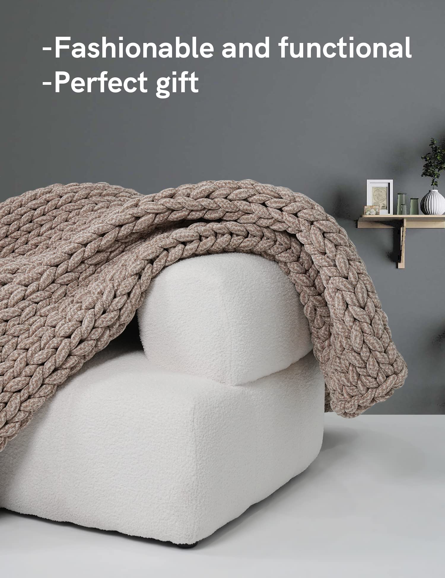 Chunky Knit Weighted Blanket with Breathable Cozy Design