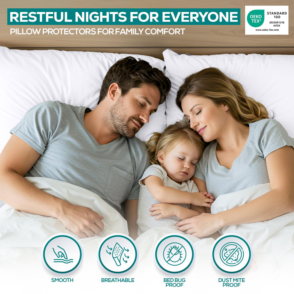 Waterproof Zippered Pillow Protectors with Bed Bug Barrier