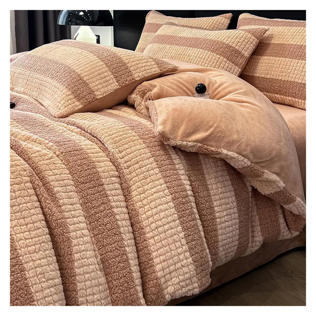 Deluxe Warm Milk Velvet Comforter and Bedding Set