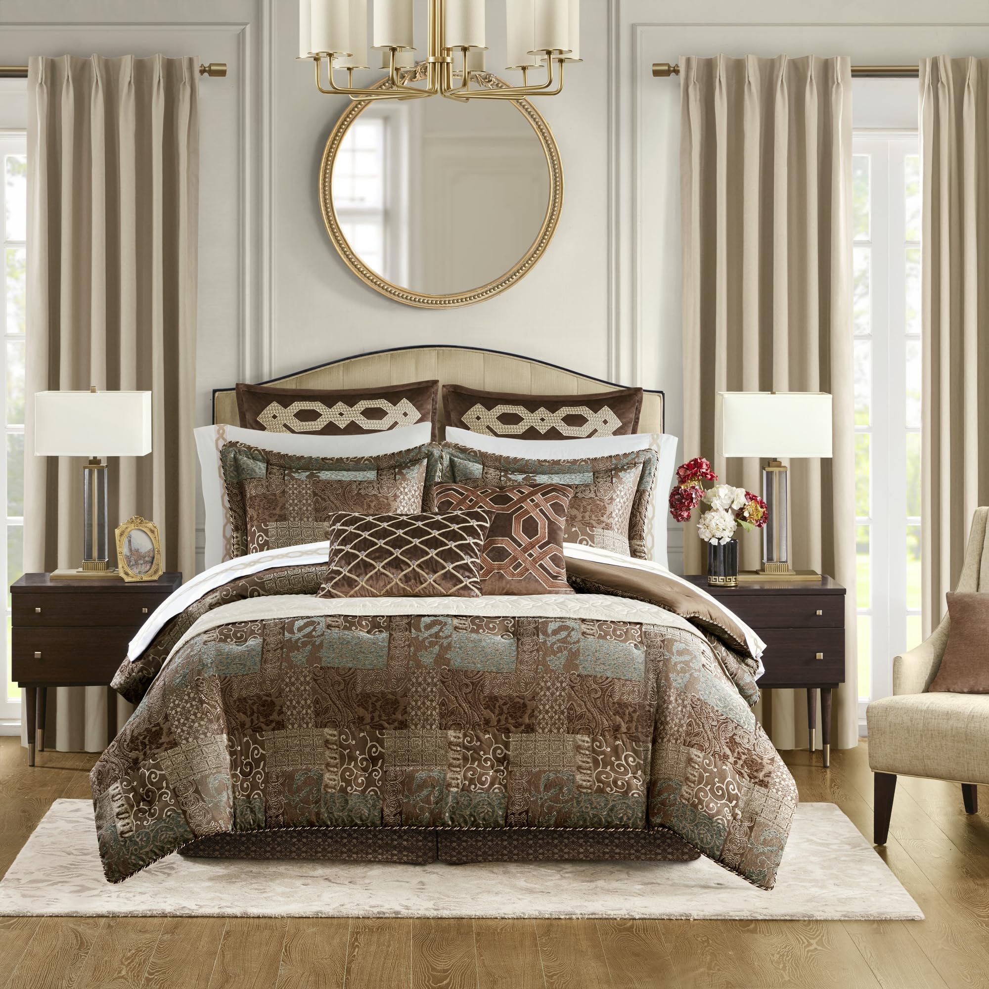4-Piece California King Red Comforter Bedding Set