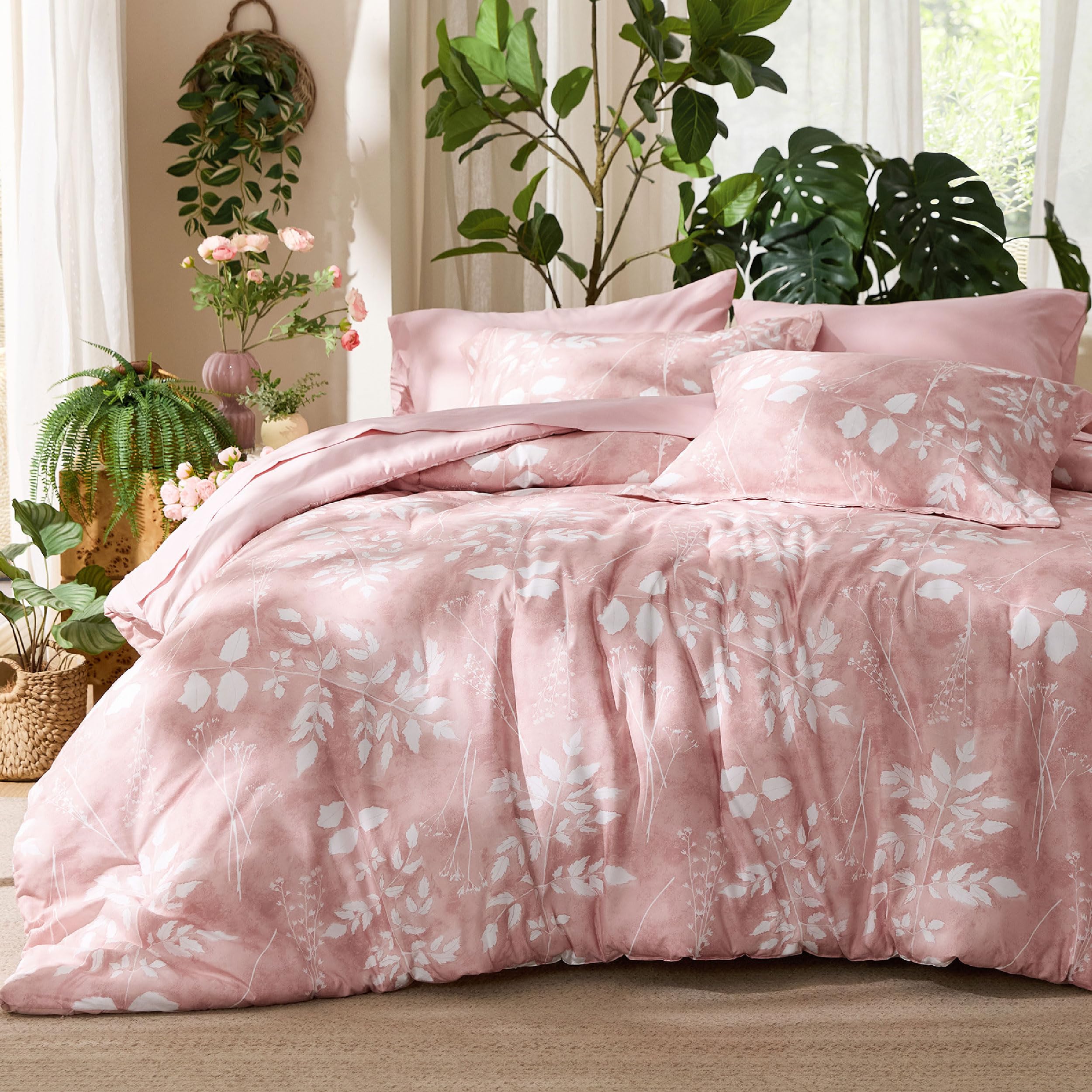 Reversible Floral Bed-in-a-Bag Comforter Set with Sheets