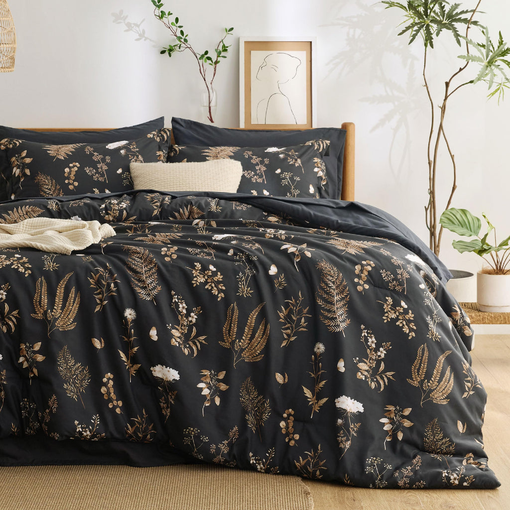 Reversible Floral Bed-in-a-Bag Comforter Set with Sheets