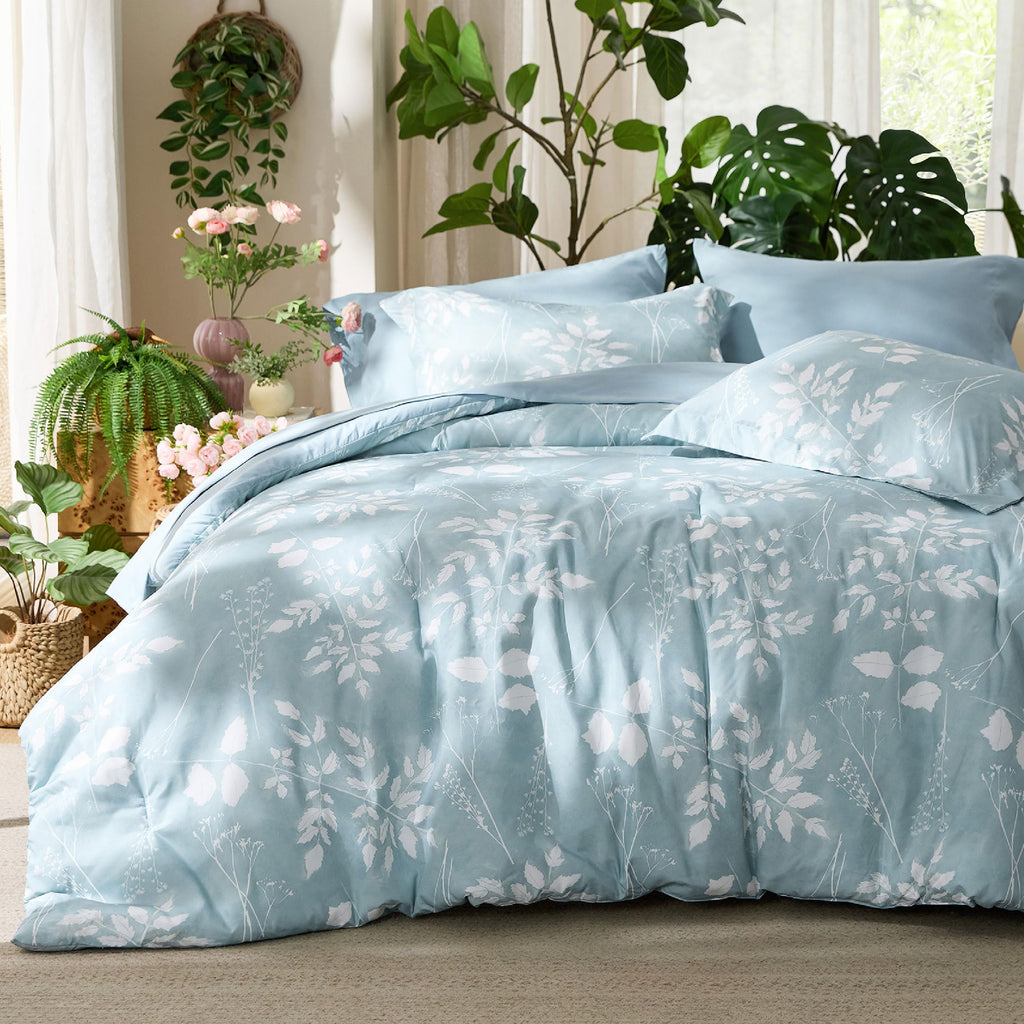 Reversible Floral Bed-in-a-Bag Comforter Set with Sheets