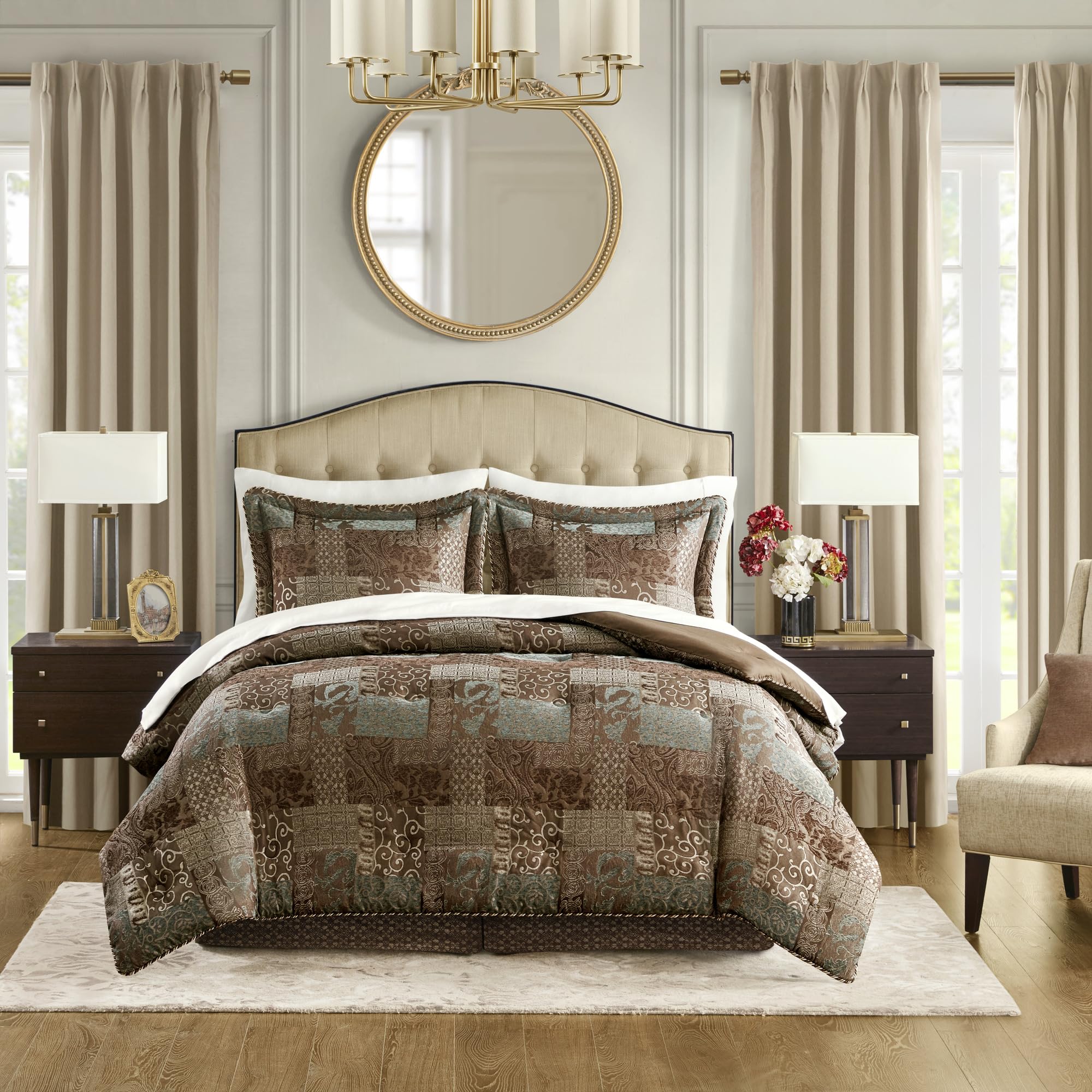 4-Piece California King Red Comforter Bedding Set