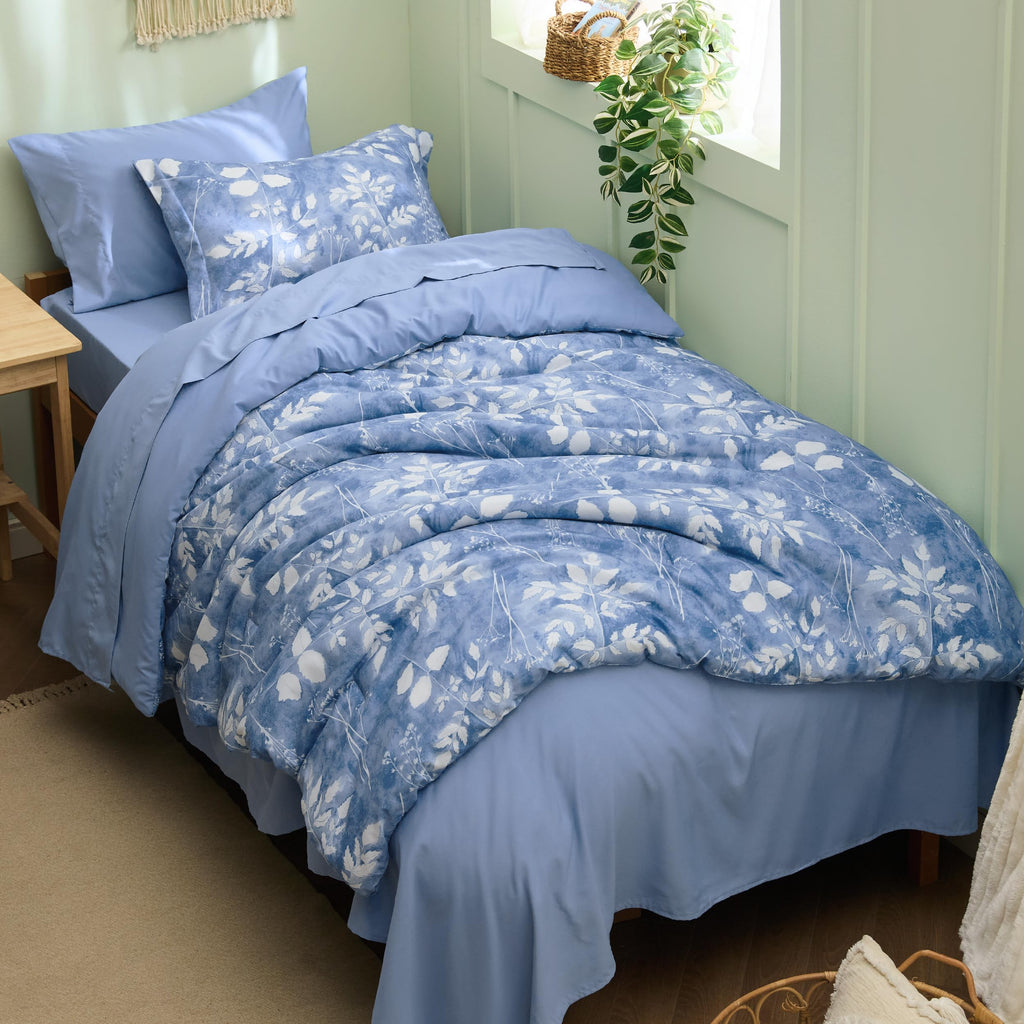 Reversible Floral Bed-in-a-Bag Comforter Set with Sheets