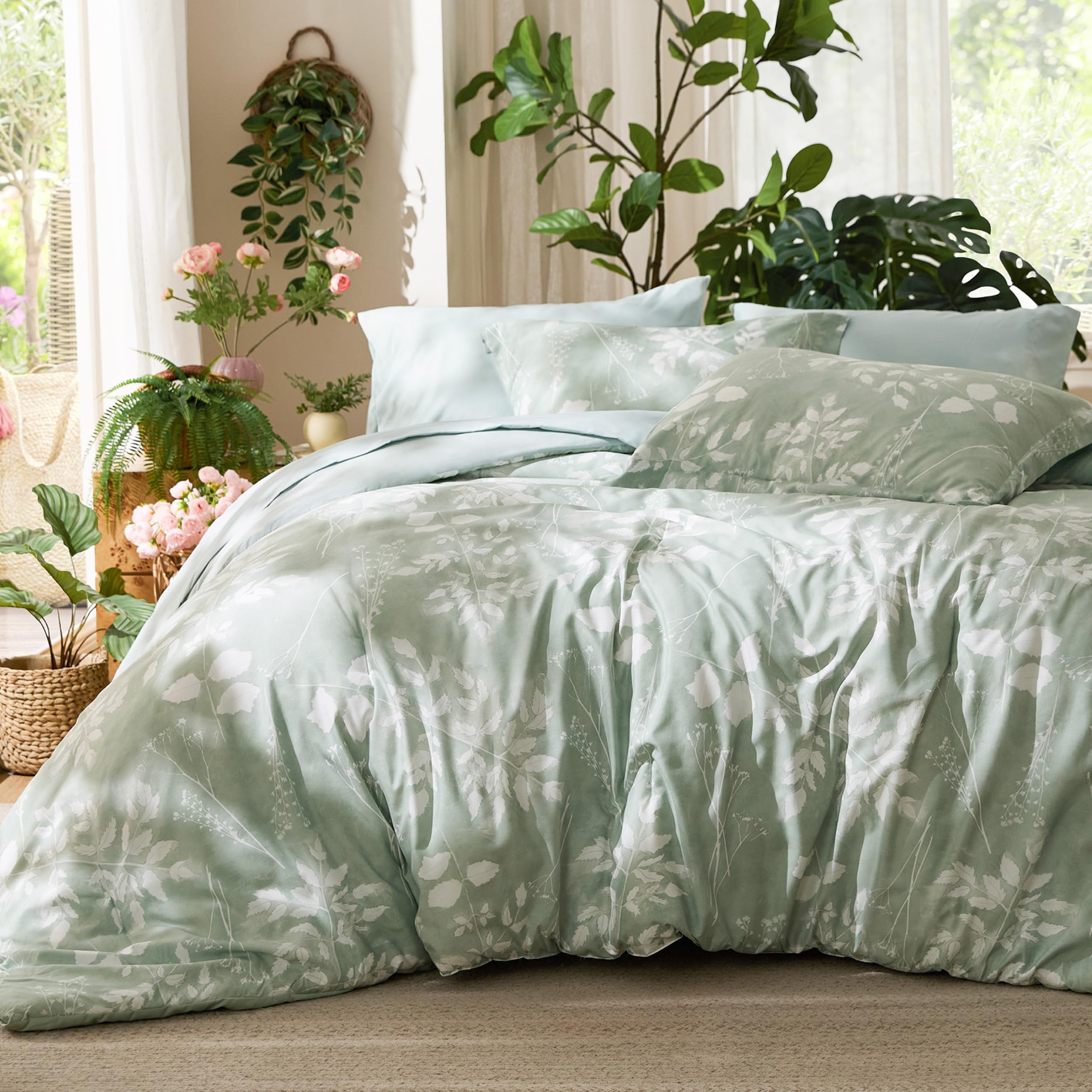 Reversible Floral Bed-in-a-Bag Comforter Set with Sheets