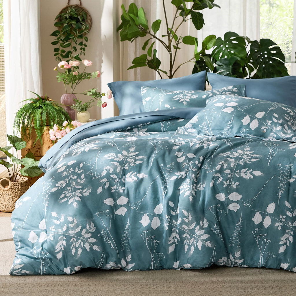 Reversible Floral Bed-in-a-Bag Comforter Set with Sheets
