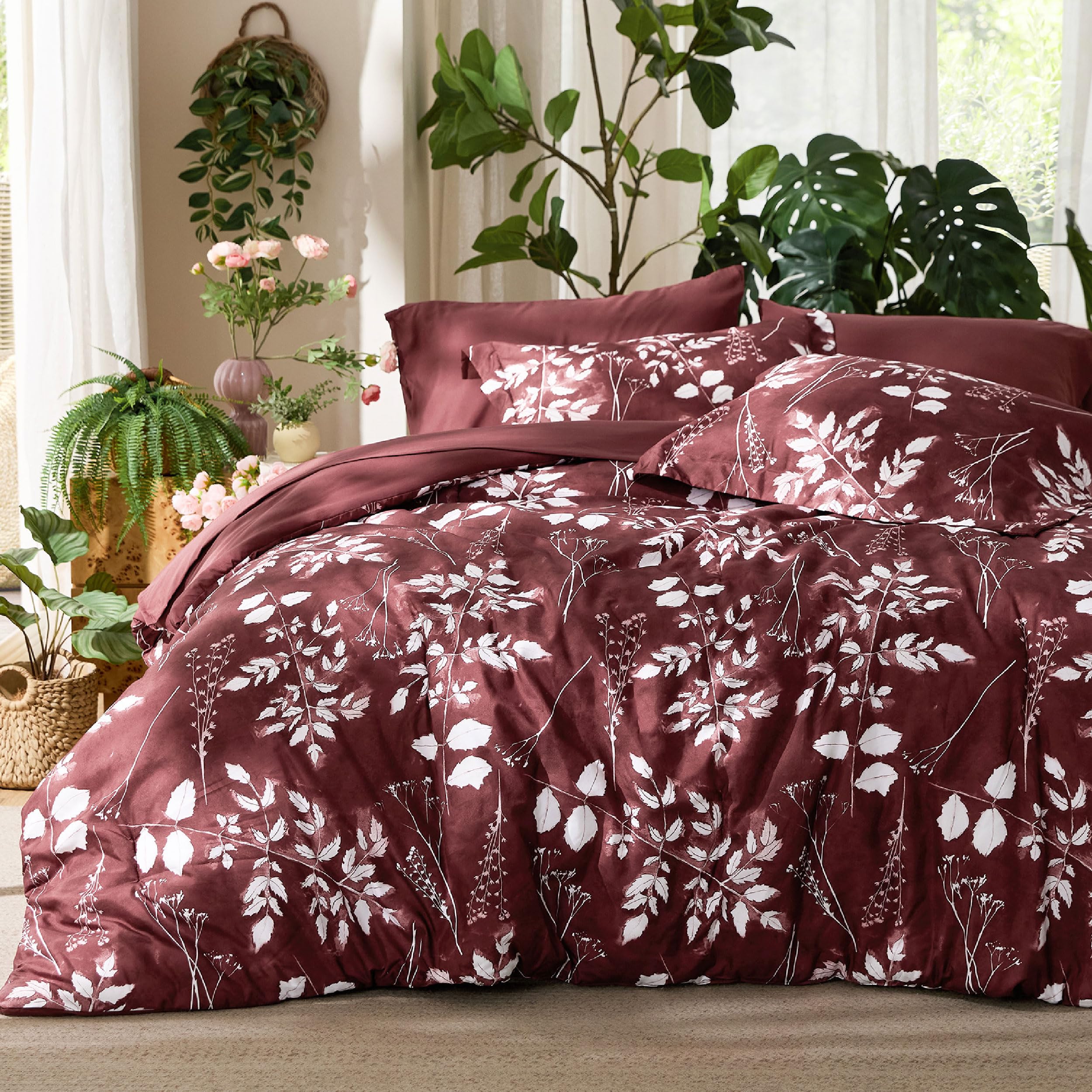 Reversible Floral Bed-in-a-Bag Comforter Set with Sheets