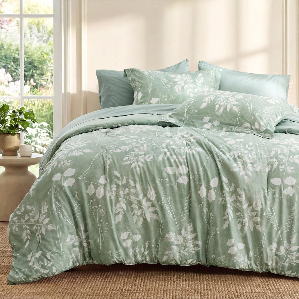 Reversible Floral Bed-in-a-Bag Comforter Set with Sheets